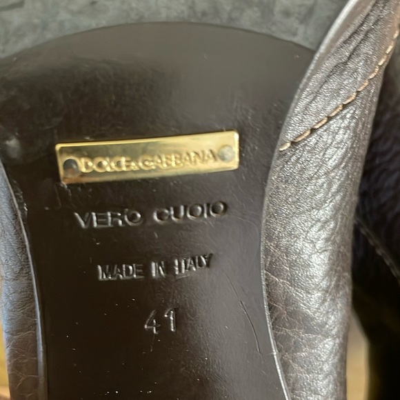 🇮🇹 Dolce & Gabbana Chocolate Brown Pebbled Leather High Riding Boots, Size 41 - Picture 13 of 16